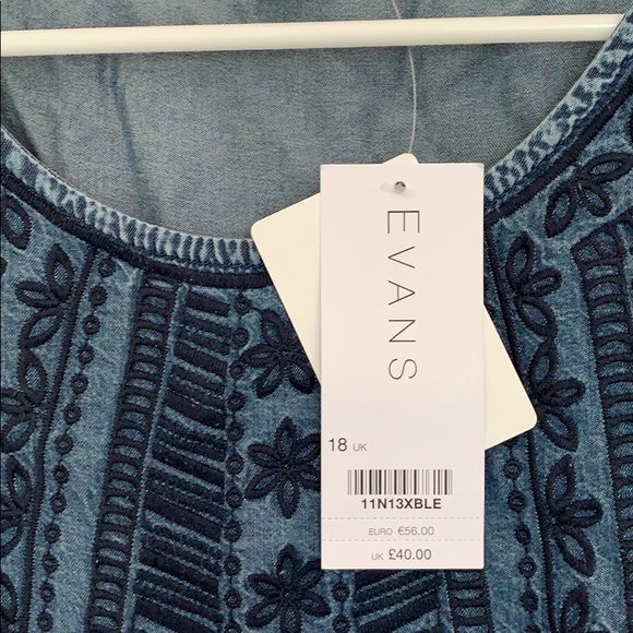 EVANS Embroidered Chambray Tunic Dress - Picture 6 of 8